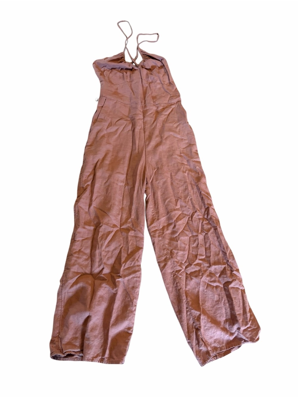 ABERCROMBIE & FITCH Linen Blend Dusty Rose Halter Jumpsuit